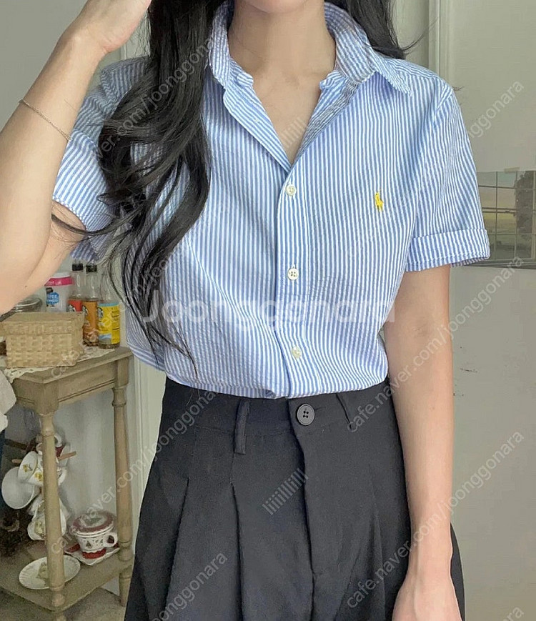 폴로 보이즈 반팔셔츠 시어서커 블루 XL 새상품--0