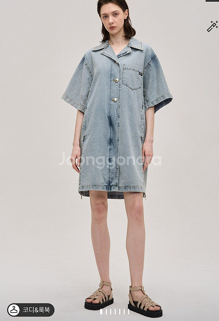 시스템 데님오픈 칼라 드레스 55사이즈--0