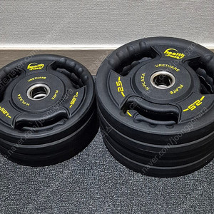 (택포) 헬스프라자 15KG 저중량 우레탄 원판 바벨 플레이트