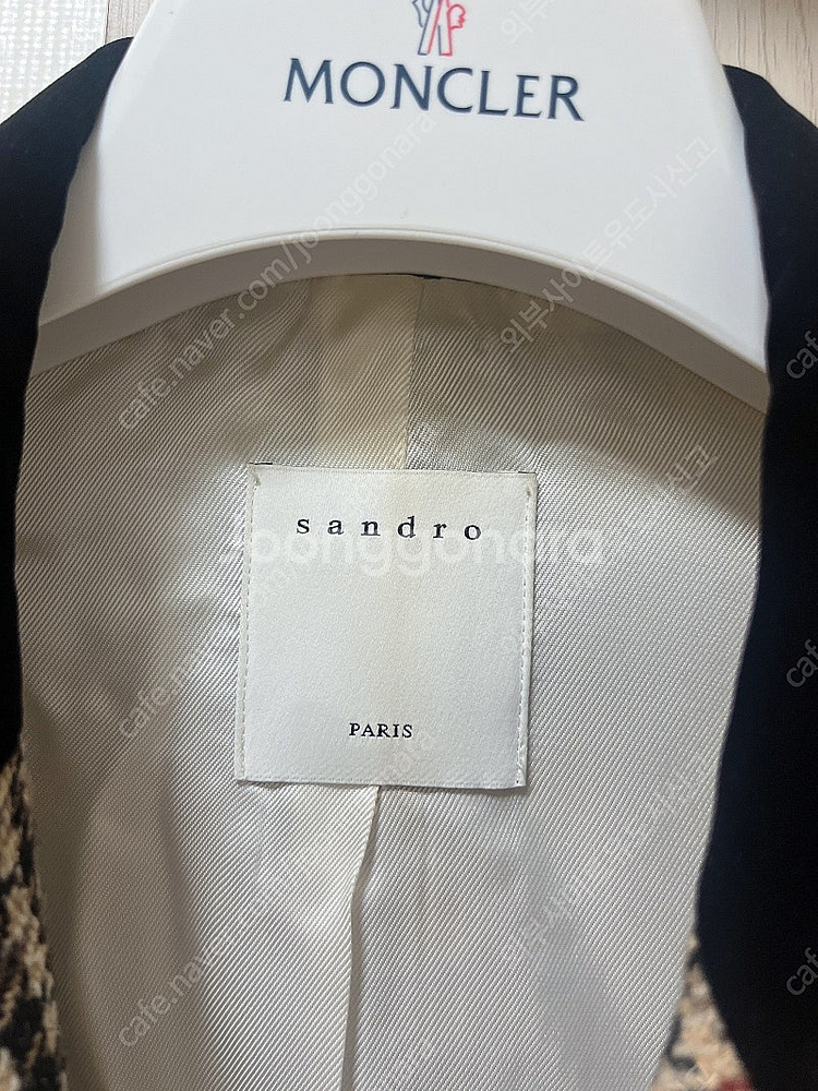 산드로 벨루어 벨벳 트위드 체크 여성 울 자켓 블레이저--6