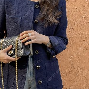 아뜰리에 드 쎄모먼 네이비 트위드 자켓 34 Asela Tweed Jacket