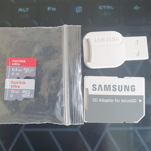 (낱개판매X) 샌디스크 마이크로 SDXC 64gb, 샌디스크 마이크로 SDHC 16gb, 삼성 Micro SD 변환어댑터, 삼성 Micro SD USB리더기