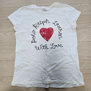 폴로 하트 자수레터링 반팔티셔츠 사이즈 12~14Y