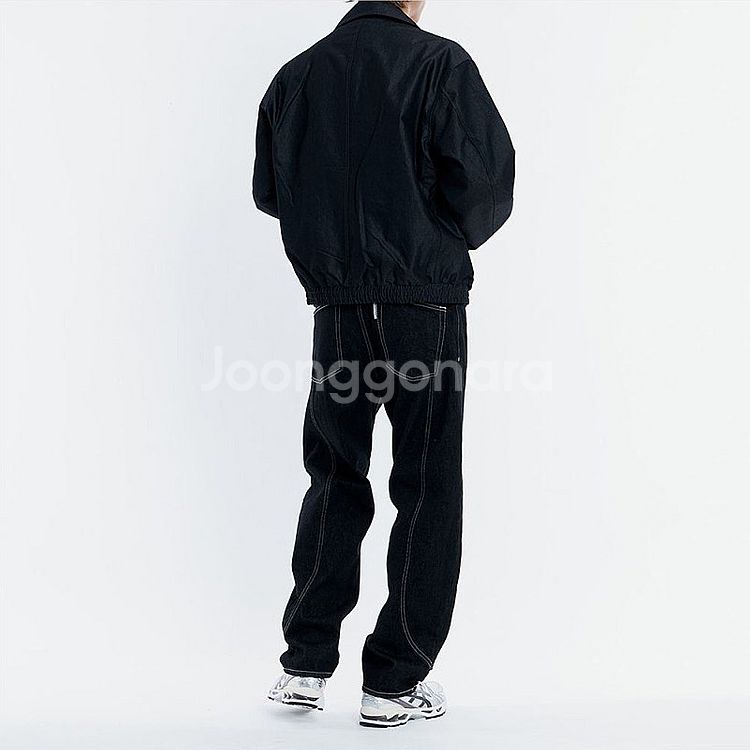 언어펙티드 트랙팬츠 블랙 청바지 데님 M L--3