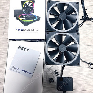 (박스풀셋 A급) 정발 NZXT F140 RGB DUO 블랙 140mm 팬 (2팩/컨트롤러) 7만원