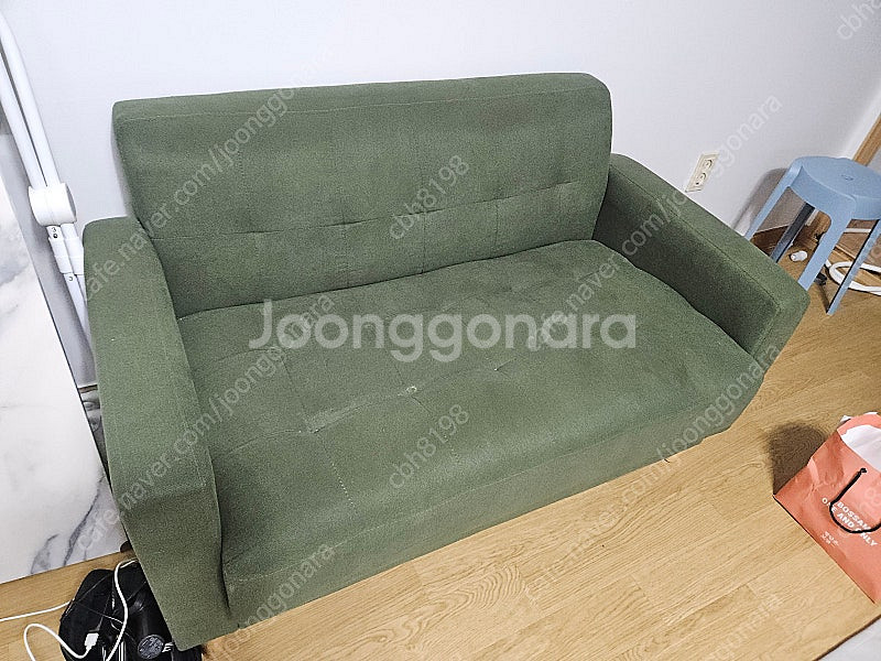 패브릭 토파즈 2인용 쇼파(그린) 사용량 거의 없음 팝...--1