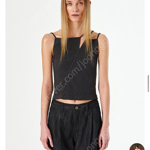 다이애그널 slit ribbed sleeveless top