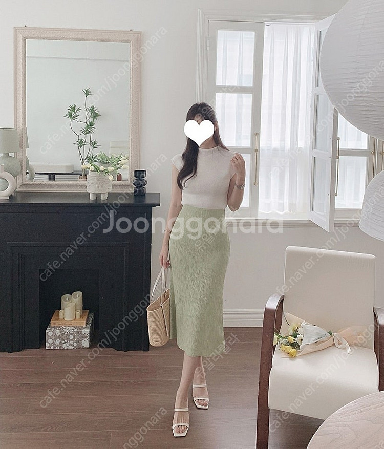 새상품) 도시그리고여자 버디 링클 스커트 아이보리, 블...--5