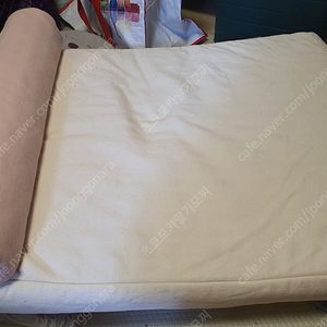 무아유 강아지 헤링본 침대 오트밀 L + 마시멜로 베개 핑크 L