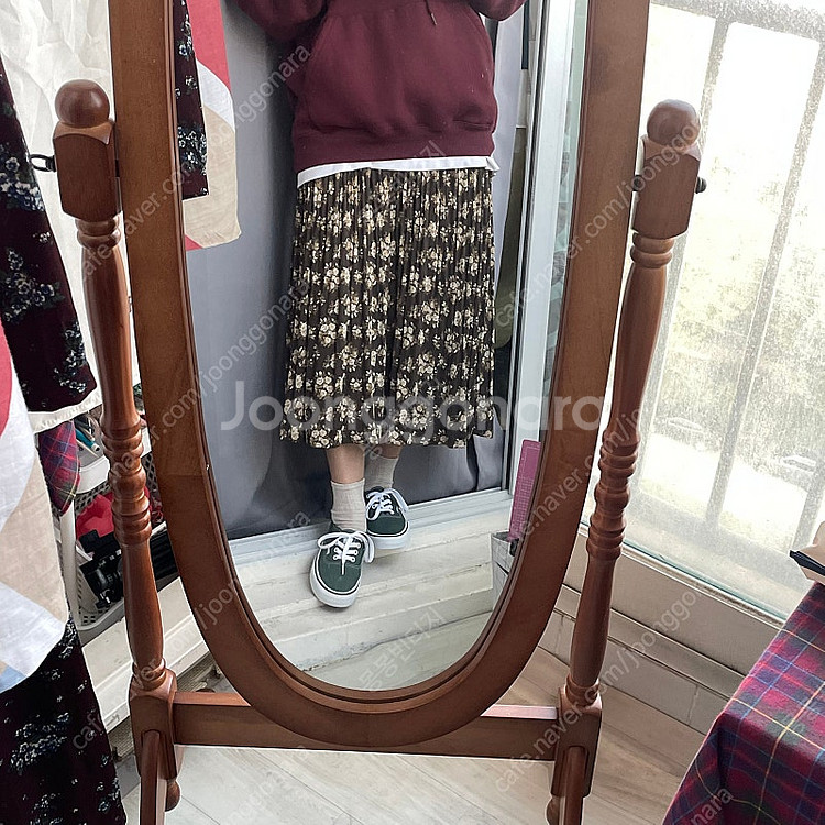 몽몽빈티지)주름 롱치마 브라운톤 플라워패턴 허리밴딩 예...--2