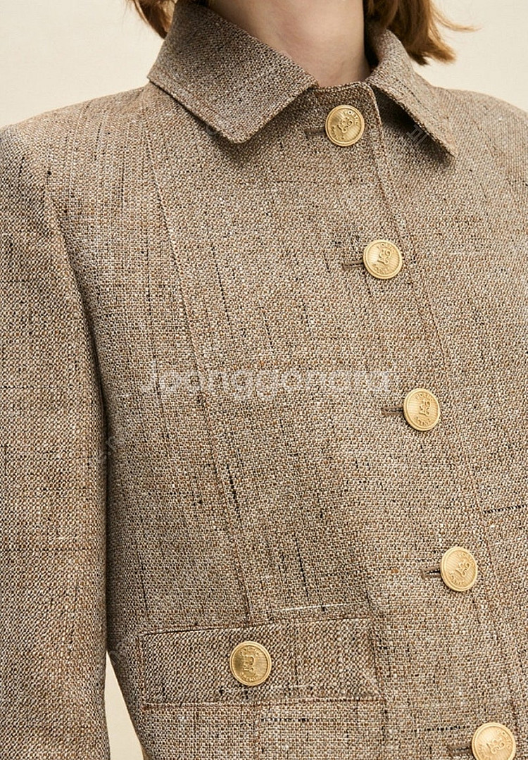 23 타임 린넨 블렌드 크롭 자켓 한섬--3