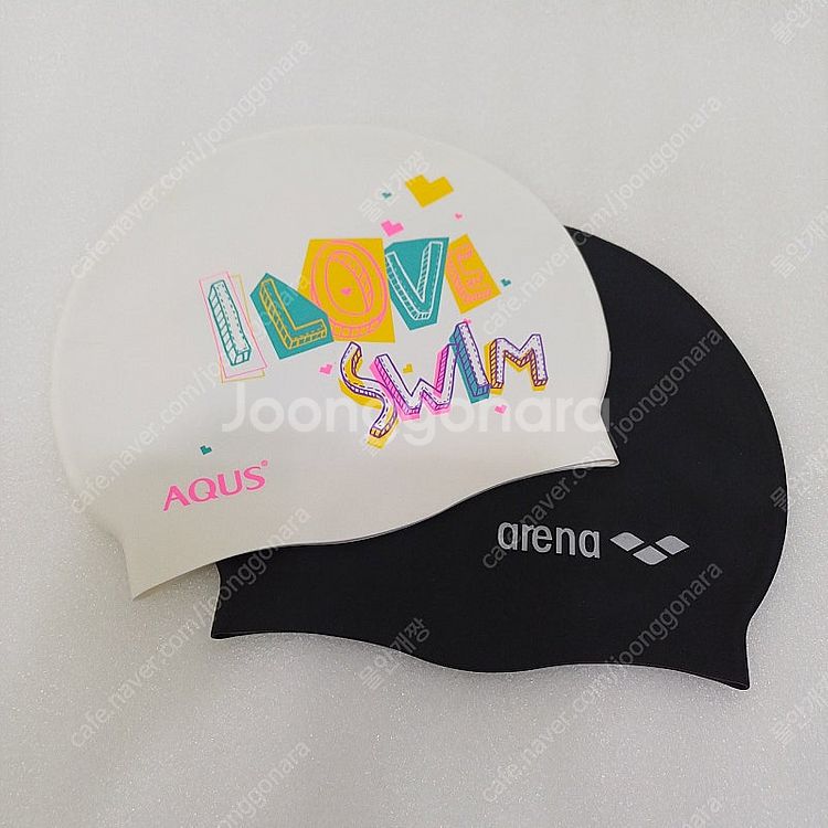 택포 아레나 + 아쿠스 실리콘 수모 수영 모자 흰색 블...--1
