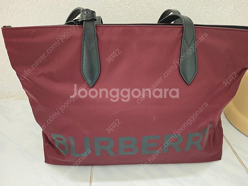 버버리 토트백 버건디색--0