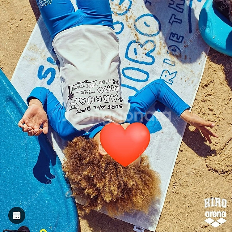 아레나 히로 그래픽 비치 세트 래쉬가드 블루 130 판...--2