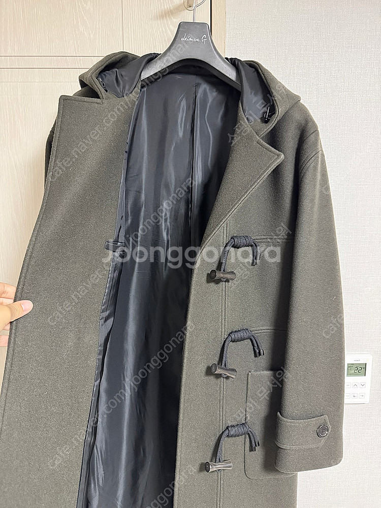 [M] 데이몬지져스 후드 더플코트 카키--2