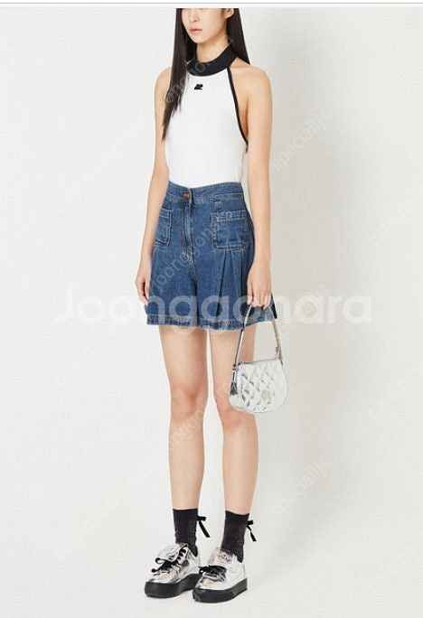 럭키슈에뜨 캉캉 스커트, 데님 쇼츠 팬츠 24ss 프릴...--0