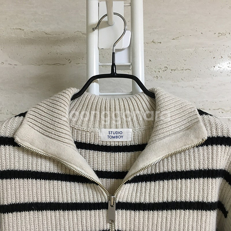 스튜디오톰보이 22fw 스트라이프 하프집업 풀오버 fr...--2