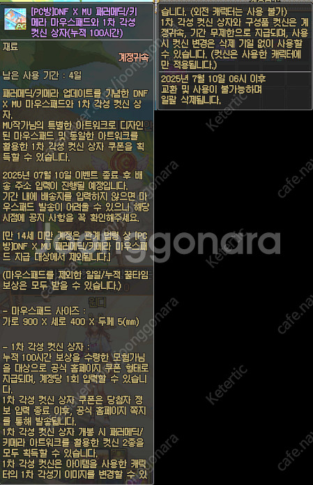 던파 PC방 100시간 패러메딕/키메라 마우스패드, 컷--2