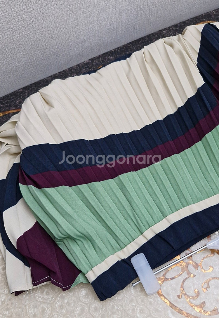 MAGJAY 제작 아방가르드 플리츠 플레어 스트라이프 ...--6