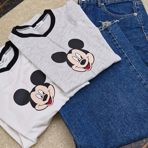 KOSAMUI 고퀄리티 질감 너무 좋은 사계절 미키마우스 DISNEY 캐릭터 디즈니 티셔츠 면티 판매해요(새것/프리사이즈/가슴54총장67정도/화이트/멜란지그레이/개별가격입니다/선물