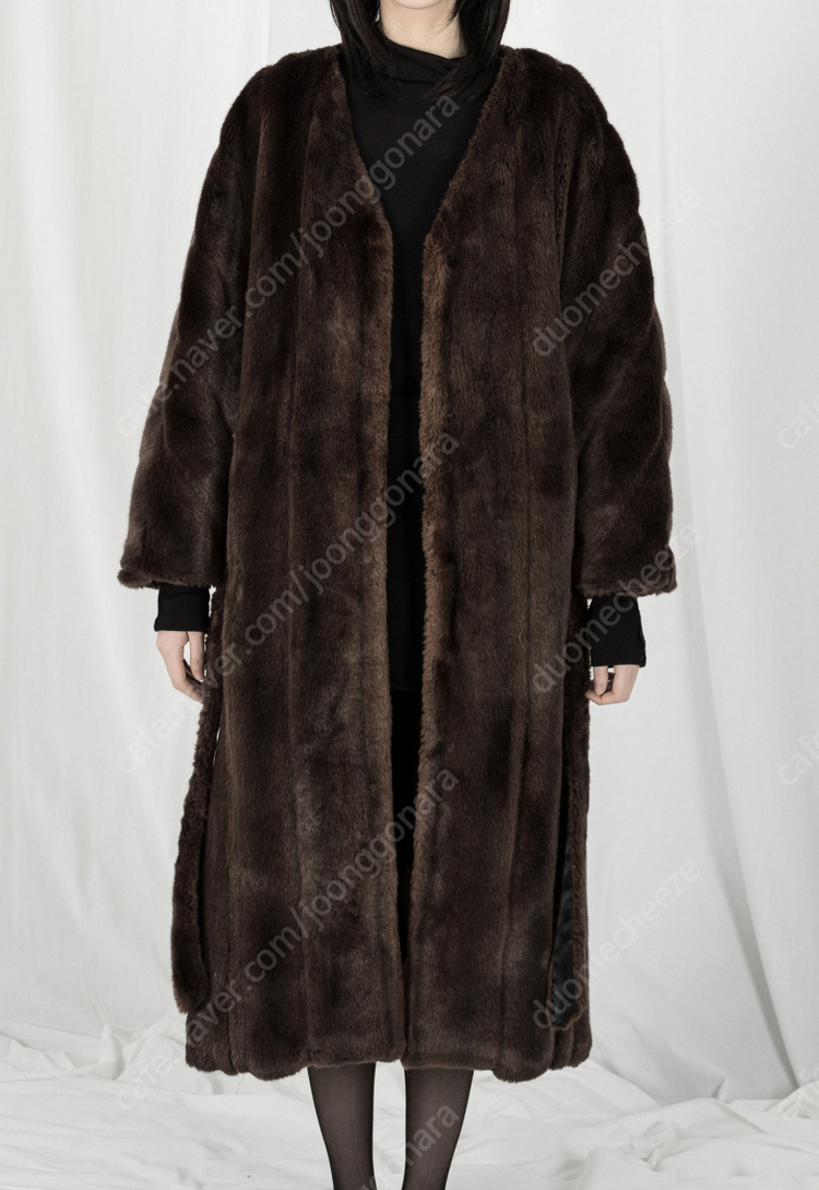 베르데오시도 페이크 밍크퍼 코트 M Robe Coat (택포)--2