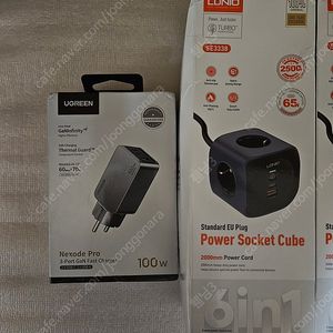 유그린 100W GaN 충전기 USB C 충전기,멀티탭+충전기 6in1 65W GaN 고속 충전기 3AC 2500W 콘센트 USB-C*2 USB-A*1 스테이션 미개봉 새제품,10