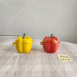 스타우브 파프리카 세라믹 꼬꼬떼 2P 일괄 뚜껑 그릇 합 계란찜 죽그릇