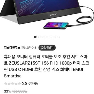 ZEUSLAP 제우스랩 z15st 15.6 인치 휴대용 모니터 10만원급처. 가산디지털단지역 혹은 군자역