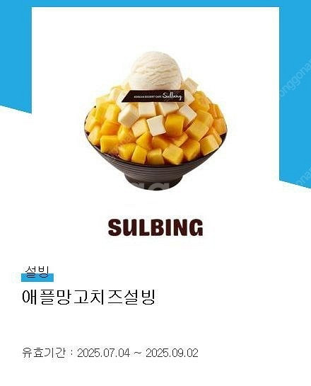 설빙 애플망고 치즈빙수 설빙(기간넉넉)--0