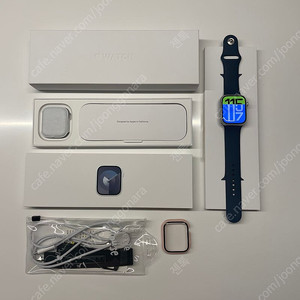 애플워치9 GPS 실버 알루미늄 45mm 풀박 + 나일론 스트랩 + 페이스케이스