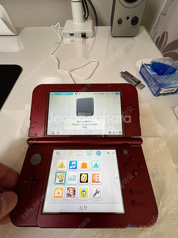뉴3ds xl 메탈릭레드 극미 중고 sd메모리128g+...--1