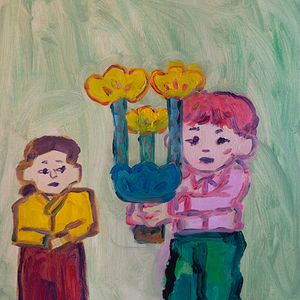 콰야 원화 20호 모란을 든 소녀 이미지