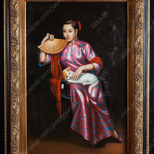 오래된 중국 인물 유화 그림 판매합니다 사이즈 높이 92*61센티