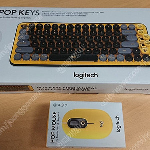 [정발 미개봉] 로지텍코리아 POP Mouse + POP Keys 블라스트(노랑) 세트 =>택포 7만