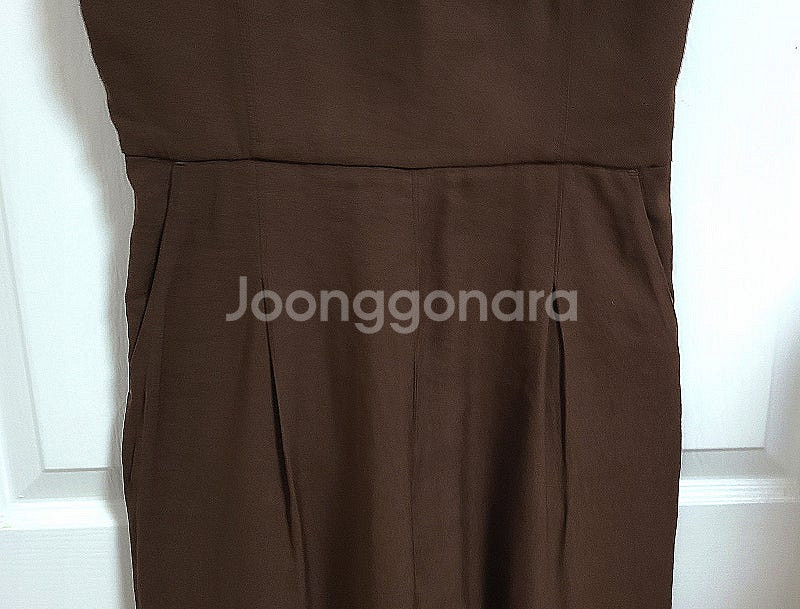 JOINT WORKS 브라운 린넨면 와이드핏 점프수트--6