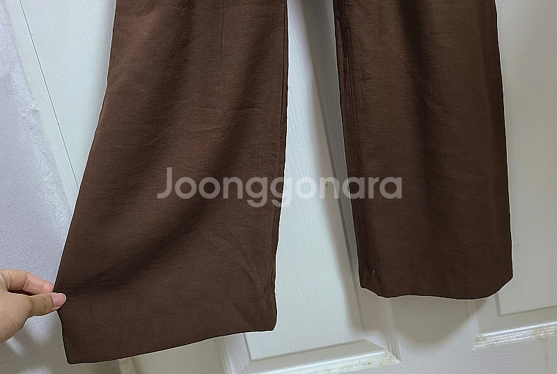 JOINT WORKS 브라운 린넨면 와이드핏 점프수트--7