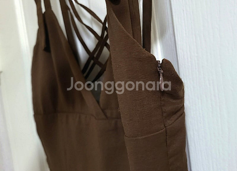 JOINT WORKS 브라운 린넨면 와이드핏 점프수트--8
