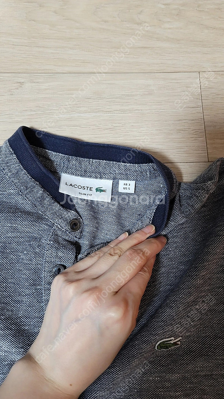 편택포) 라코스테 크롭 셔링 반팔티 헨리넥 카라티 김코...--1