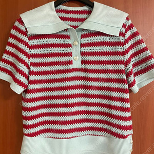 마인 22 하트 단추 니트 탑 55