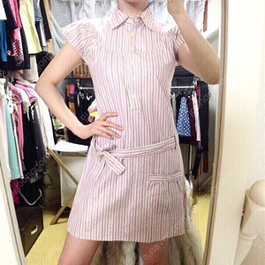 델리야스ㅡ 연핑크 벨티드 원피스 55/상태최상