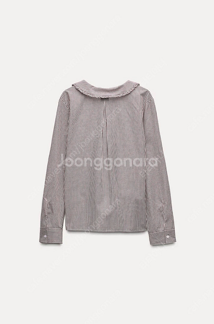 zara 자라 깅엄 체크 피터팬 칼라 셔츠 55900-...--2