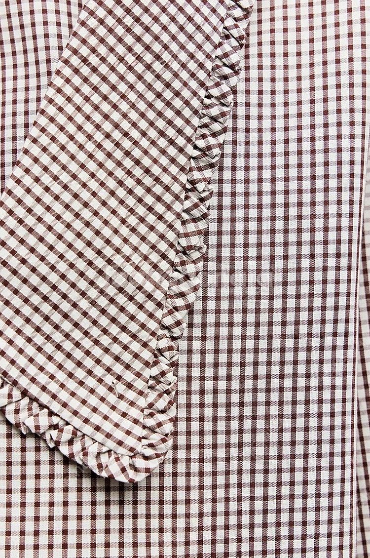 zara 자라 깅엄 체크 피터팬 칼라 셔츠 55900-...--3