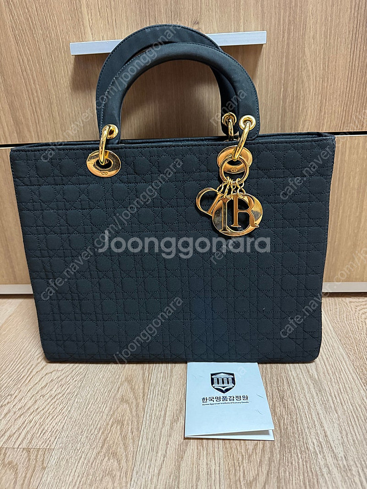 디올 레이디백 패브릭 까마쥬 라지 블랙 토트백--0