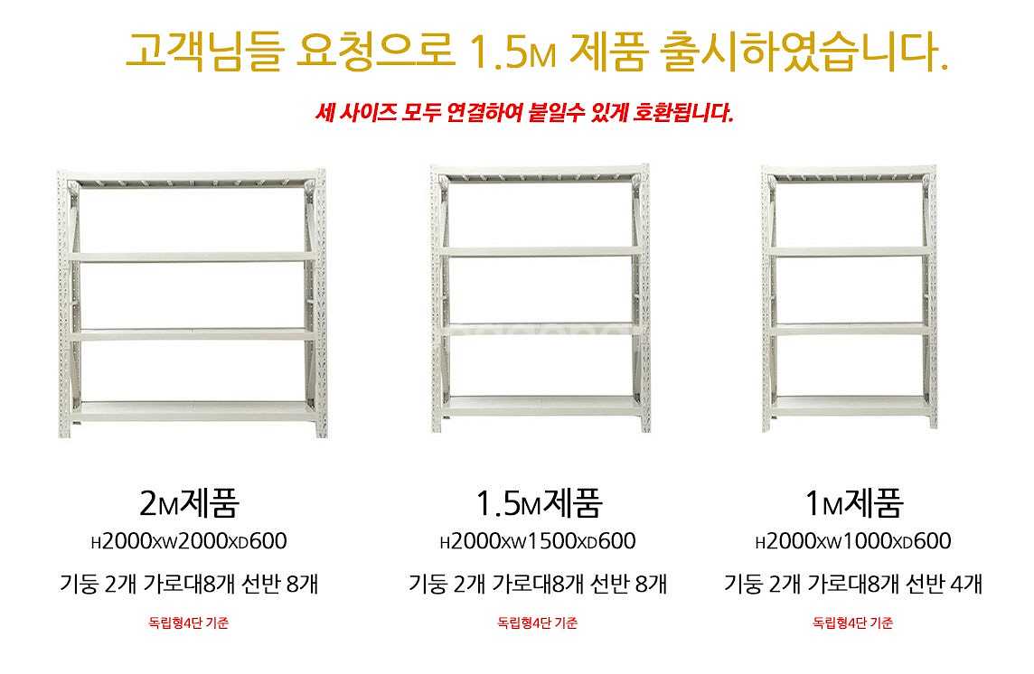 진열용 쇼핑몰랙 고릴라랙 창고랙 철제선반 무볼트 중량랙...--7