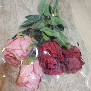새상품/핑크, 레드 2컬러 조화 장미 4송이 인테리어 장식 소품