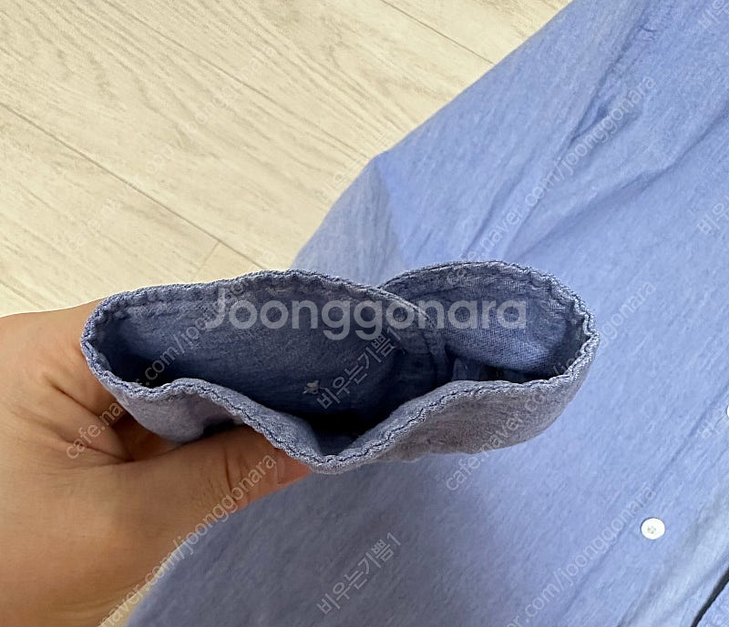 빈폴 슬림핏 스카이 블루 멜란지 솔리드 셔츠 M--4