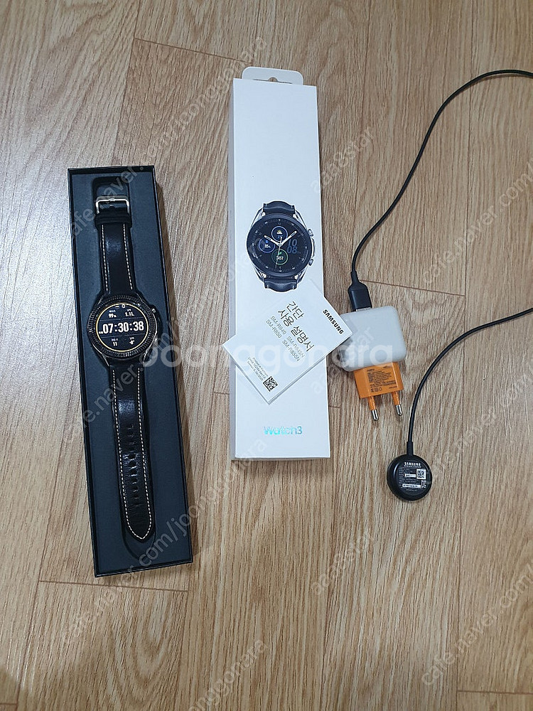 삼성 갤럭시워치3 45mm 블랙 가죽 / 상태A급/ 택...--0