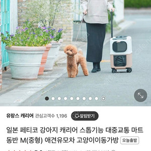 새상품 일본 페티코 강아지 애견 캐리어 스톱기능 대중교통 마트동반 M(중형) 애견유모차 고양이이동가방