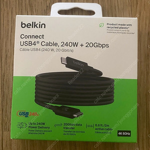 [미개봉] 벨킨 C타입-C타입 USB 4 20Gbps + PD 240W 초고속 케이블 INZ004bt2MBK (USB4 / C to C / 2m)