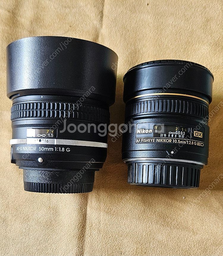 니콘 렌즈 2개 일괄판매 (어안렌즈+10.5/50mm단...--0